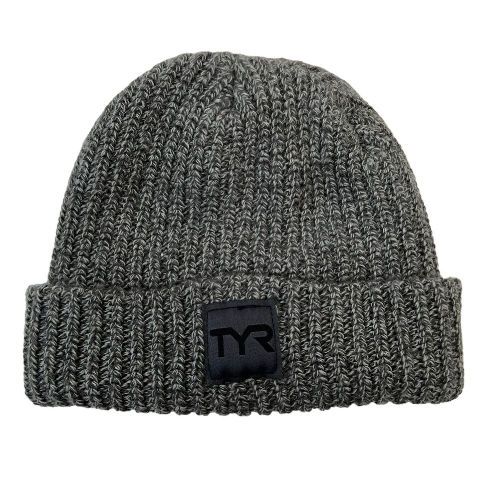 TYR Unisex Cuffed Ribbed Beanie in Gray One Size Challenge USA MTV